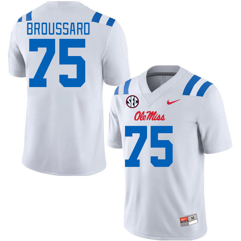 Men #75 Kavion Broussard Ole Miss Rebels 2024 New Uniforms College Football Jerseys Stitched-White